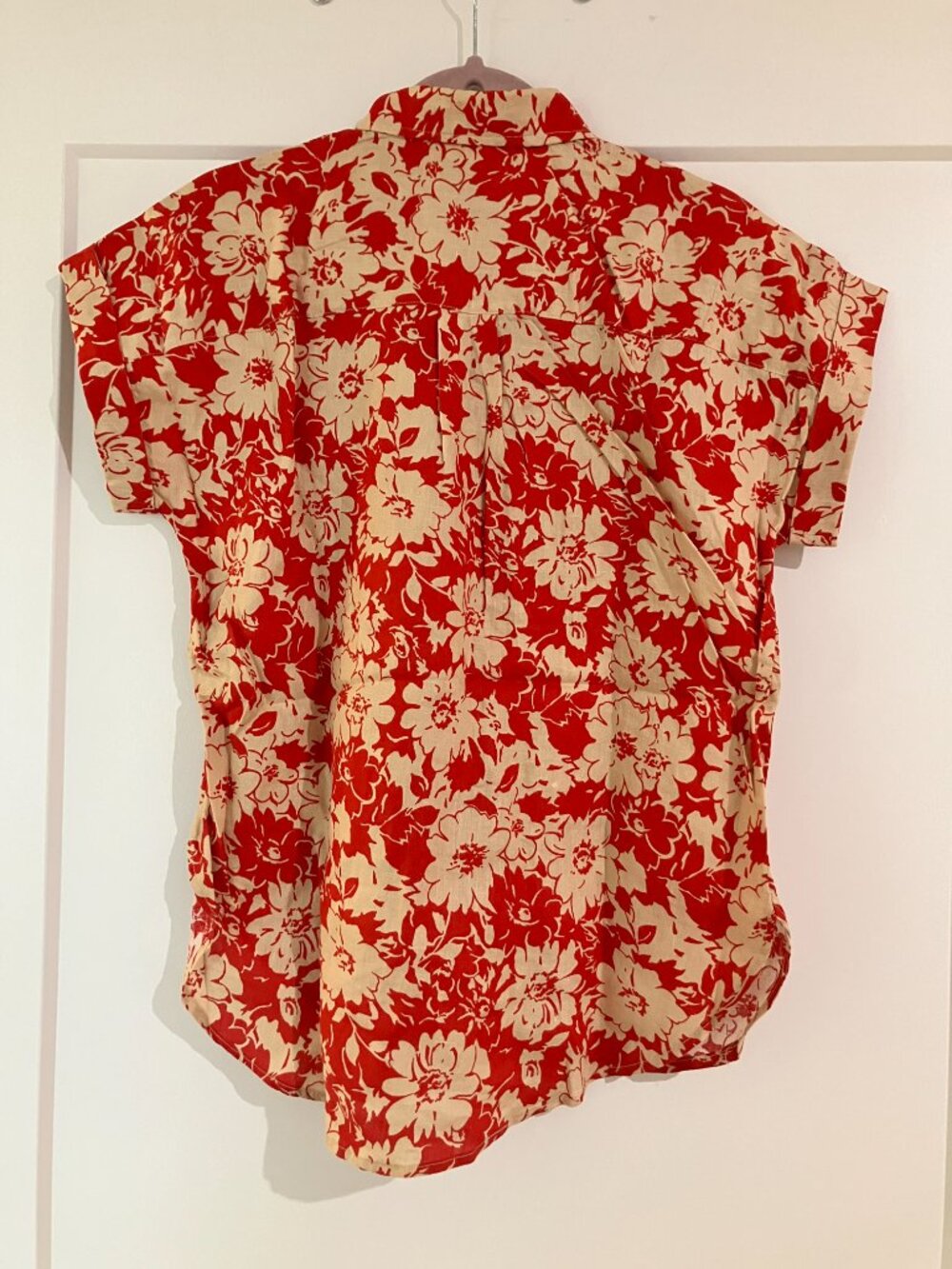 NWT Lauren Ralph Lauren Floral Linen Button Front Shirt Red Tan Size S - Picture 6 of 7